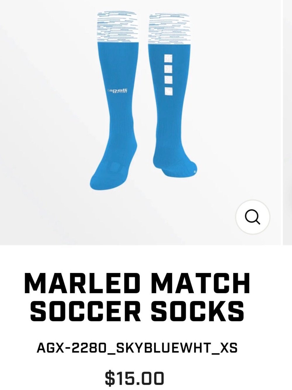 Capelli of New York Sky Blue & White Marled Match Soccer Socks
